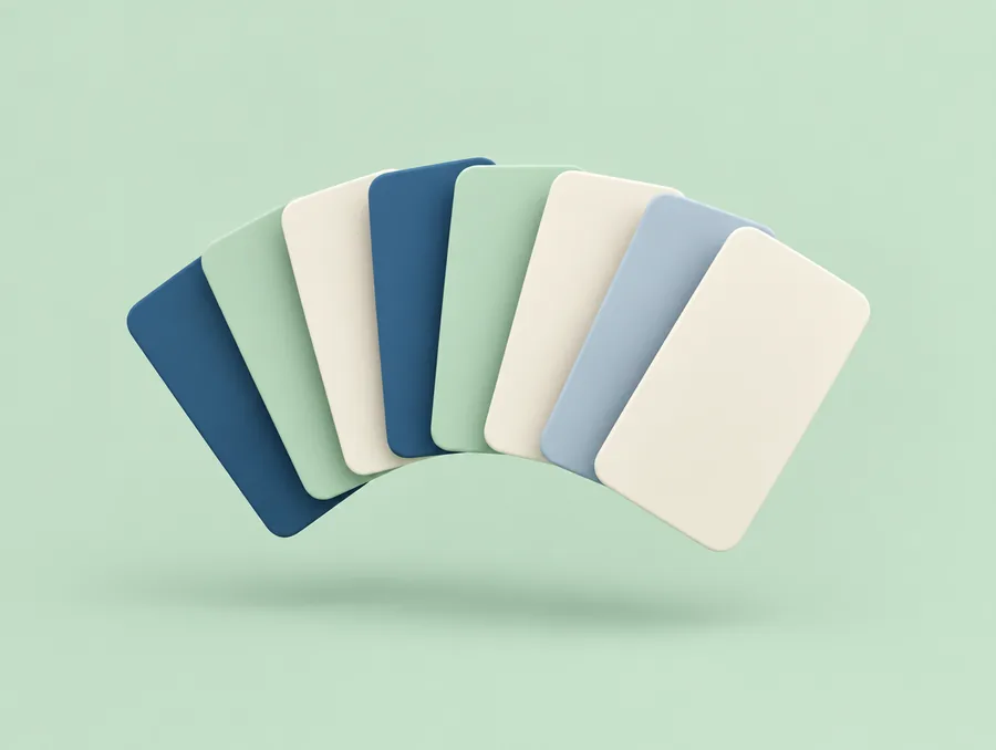 Clay illustration: a fan of differently coloured cards, one for each platform